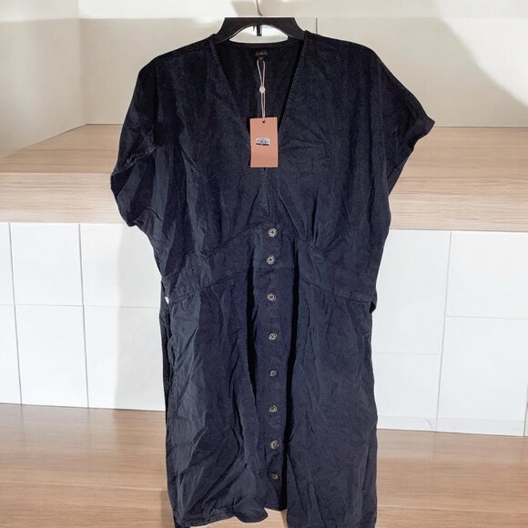 NWT Quince Vintage Wash Tencel Button Front Dress, Large - Picture 3 of 3